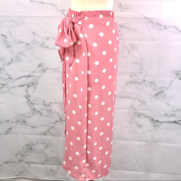 4 for $25 NEW WITH TAGS MODCLOTH Dreamers Polka Dot Wrap Skirt - Picture 3 of 5